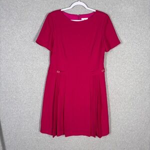 Vintage 90s Dress Size 10 Pink Pleated‎ Gold Rhinestone Retro Glam Old Money 80s